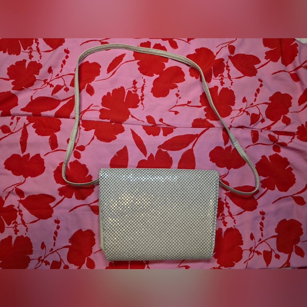 Vintage Whiting & Davis Cream Metal Mesh Shoulder Bag Evening Purse